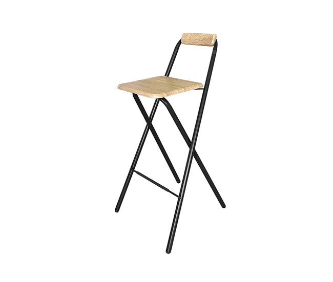 Acomoda Textil – Taburete de Bar Plegable. (4 Unidades) Negro/ Madera