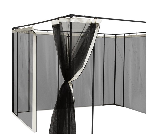 4 Paneles Laterales de Mosquitera para Carpa Poliéster, Nylon 302x0 Negro