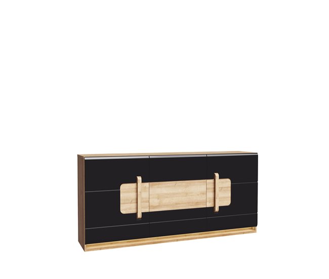 Aparador 1 cajón 3 puertas MONTREAL Negro/ Madera