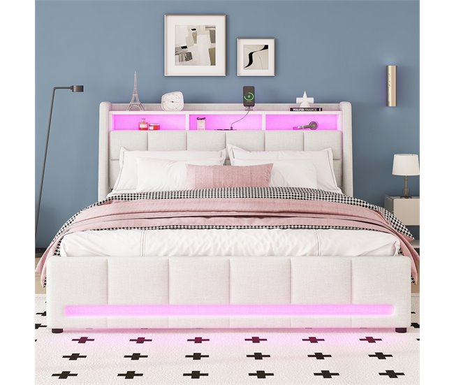 Camas de matrimonio 173x224 Beige