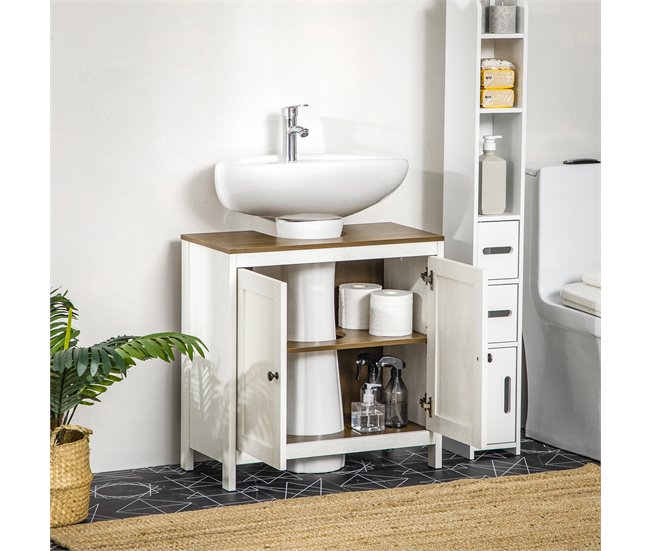 Armario de Baño Melamina de Madera kleankin, hogar - baño 60 Blanco