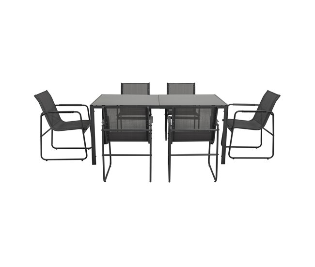 Set de jardín ARDEN con mesa y 6 sillas color gris Gris Oscuro
