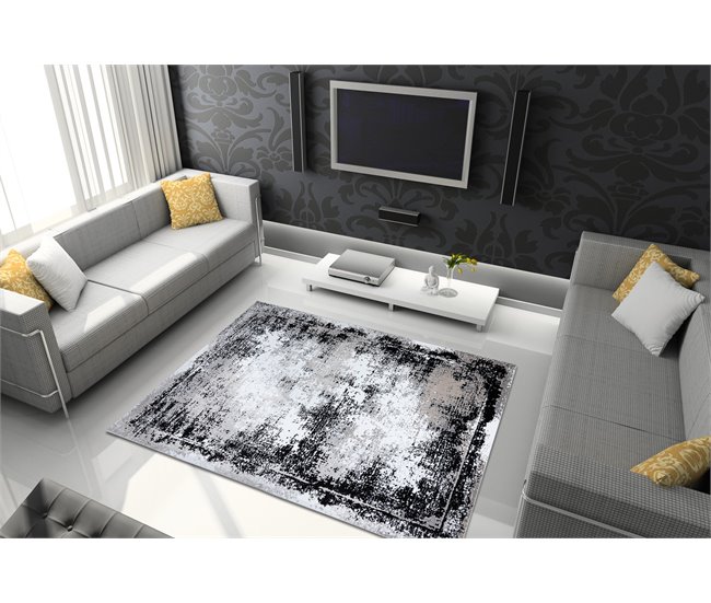 Alfombra GLOSS moderno 8493 78 vintage elegante marco 80x150 Gris