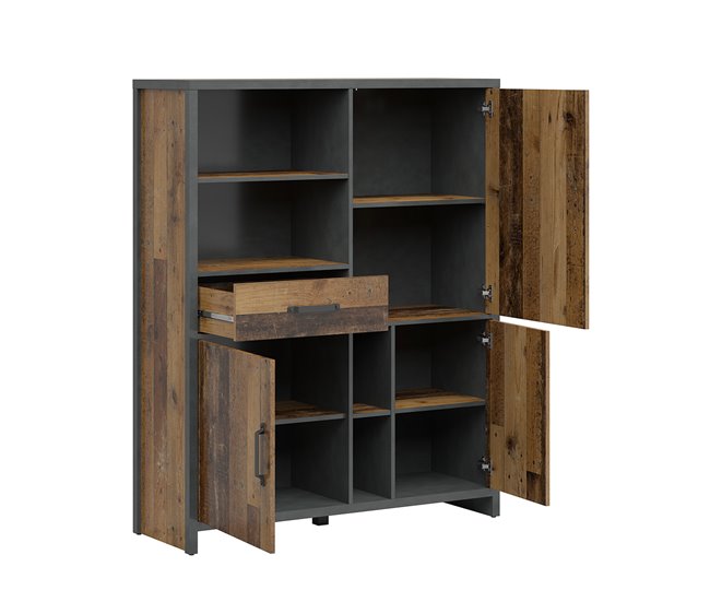 Librero 3 puertas y 1 cajón Paul Madera