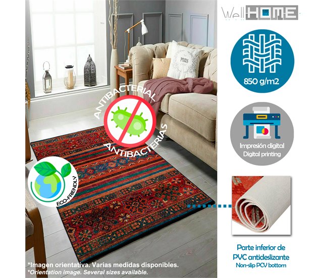 Alfombra De 80 X 120Cm 120x80 Azul