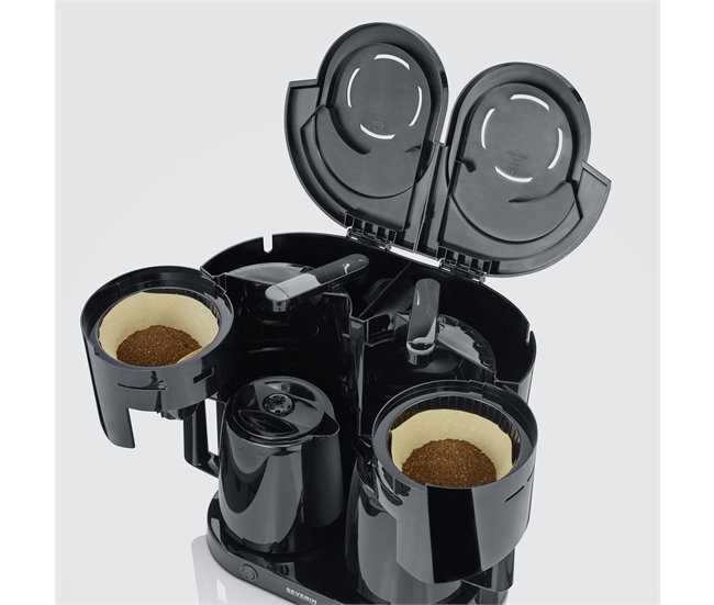 Cafetera de filtro dúo con 2 jarras termo, 2 x aprox. Severin KA 9315 - 2 x 1000 W Negro