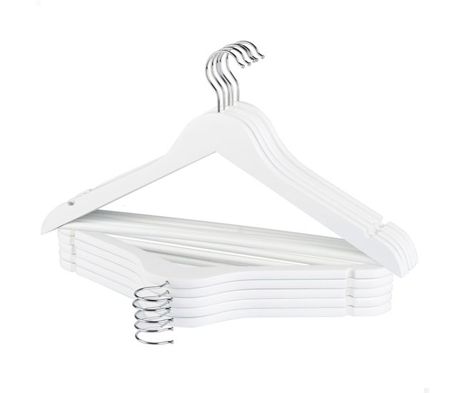Max Home Pack 10 perchas de madera Blanco
