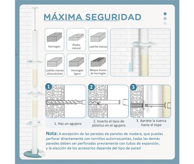 Árbol para Gatos Aglomerado de Madera, Felpa, Algodón PawHut Blanco
