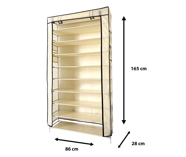 Armario Zapatero Tela con Puerta Cremallera Nyana Home  27 pares 88 Beige