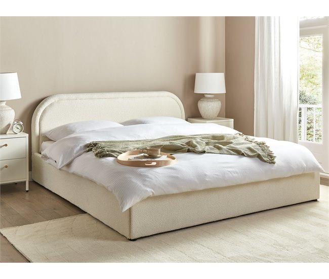 Beliani Cama con almacenaje Bouclé QUILLIEN 192x217 Beige
