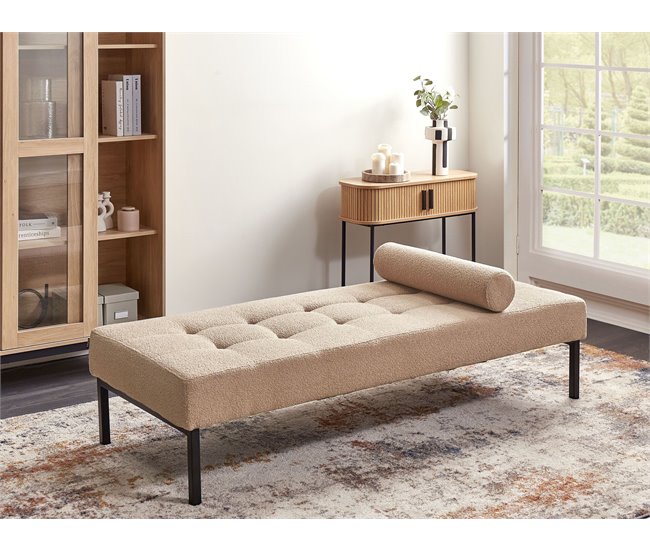 Beliani Chaise longue Bouclé CHINON Beige