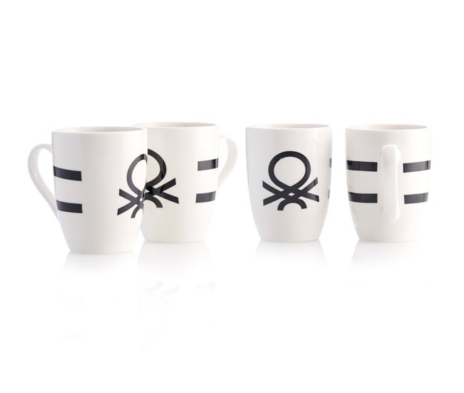 Set mug BLACK&WHITE 4 piezas marca BENETTON Blanco