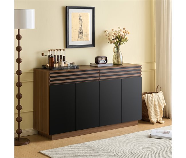 Aparador con 4 puertas y 2 cajónes Negro