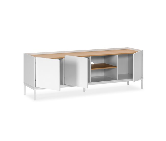Mueble Tv Curva 3 puertas 160 Blanco
