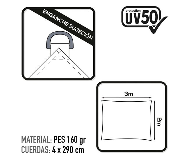 Toldo rectangular sombreo Aktive Garden  uv50 color blanco Blanco