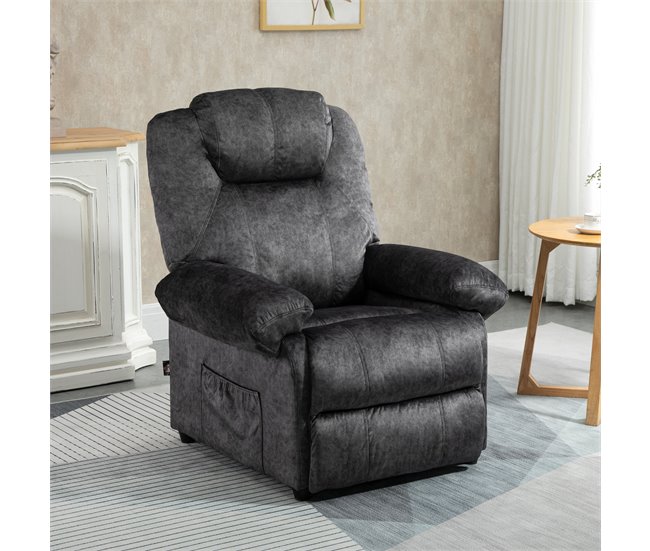 Sillón Relax Reclinable Poliéster, Espuma, Metal HOMCOM Negro