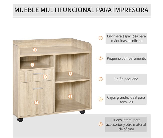 Armario para Impresora Melamina de Madera Vinsetto 80 Marron