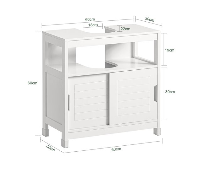 Mueble para Debajo del Lavabo FRG128-II-W SoBuy Blanco