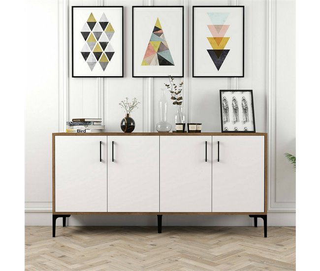Aparador efecto madera 160 Blanco/ Madera