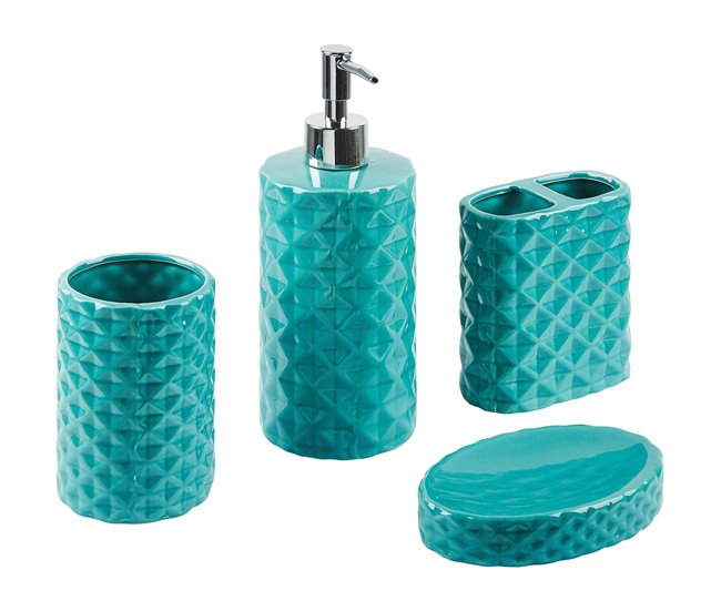 Beliani Conjunto de accesorios de baño GUATIRE Turquesa