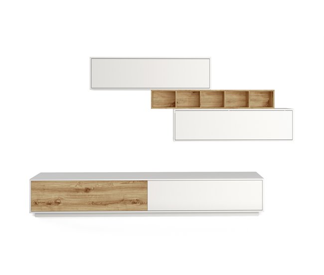 Compacto tv SOLANO 297cm Blanco/ Madera