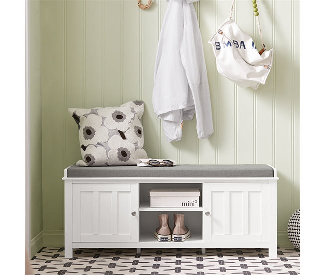 Zapatero con 2 Puertas Cerradas y 2 Estantes FSR35-W SoBuy Blanco