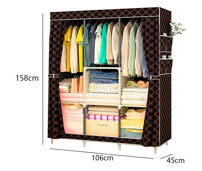 Armario Vestidor Tela con Bolsillos Laterales Nyana Home Estampado