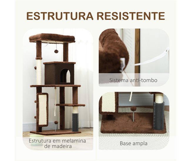 Árbol para Gatos Aglomerado de Madera PawHut Marron