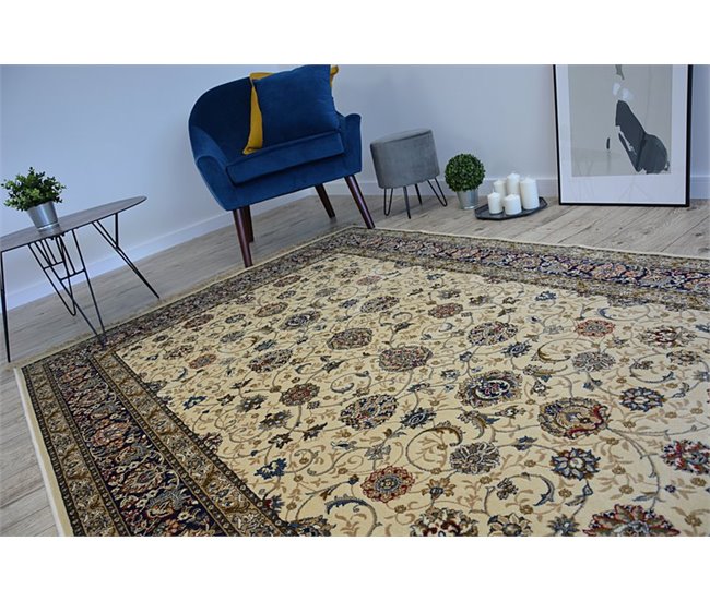 Alfombra de jacquard WINDSOR 22933 Recuadro Flores 160x230 Beige