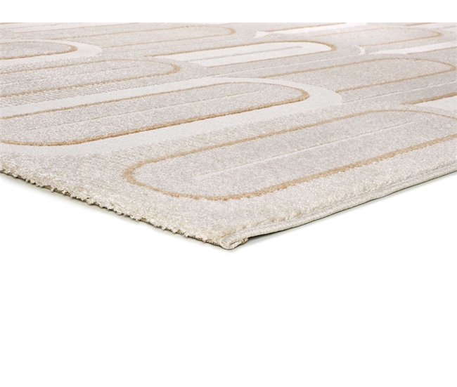 Alfombra geométrica con relieve FLORA - ATTICGO 200x290 Blanco/ Beige