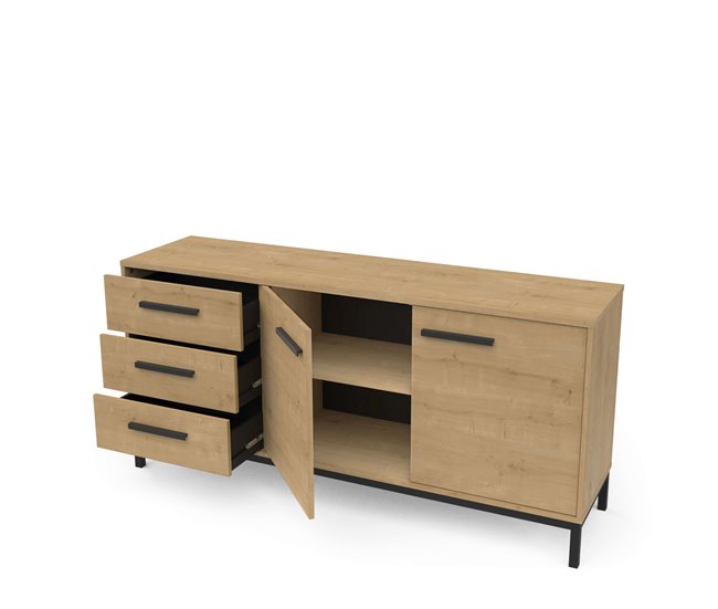 Aparador Craft 2 puertas 3 cajones Negro/ Madera