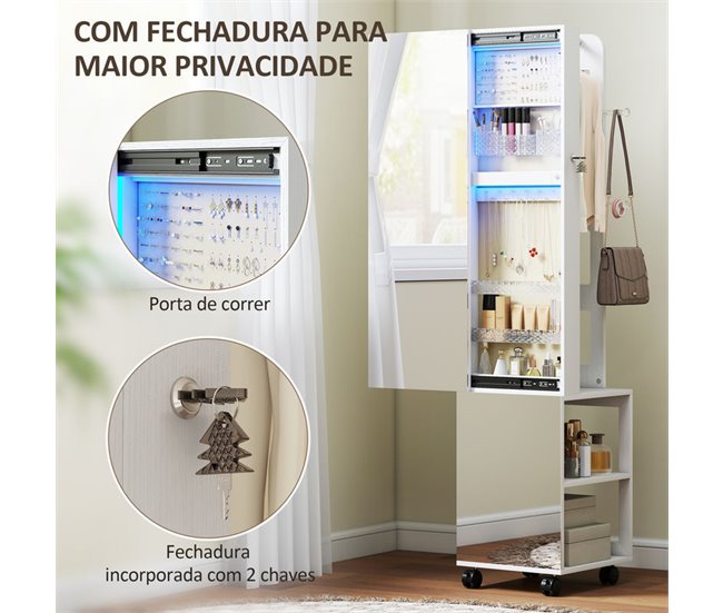 Espejo Joyero MDF HOMCOM, hogar - decoración Crudo