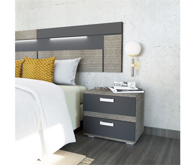 Mesita de noche Ataneq 60 Blanco/ Negro