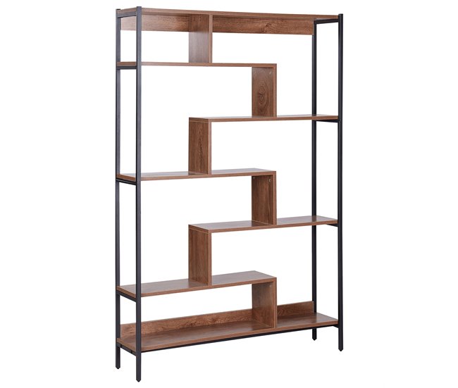 Estantería de 6 baldas LED de madera DAVEN Marron