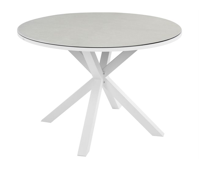 Beliani Mesa redonda MALETTO 120x120 Blanco/ Gris