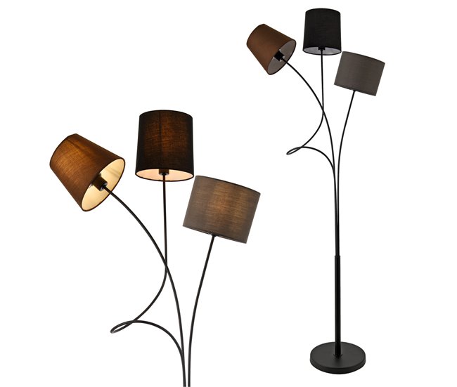 Lámpara de pie Treviso Metal Tela 3 x E14 [lux.pro] Multicolor