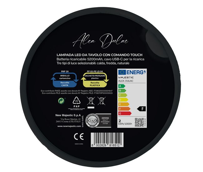 Lámpara de Mesa Recargable Alea Dulac Negro