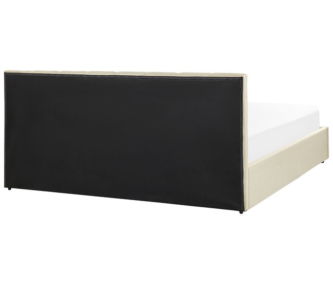 Beliani Cama con almacenaje Poliéster DREUX 191x214 Beige