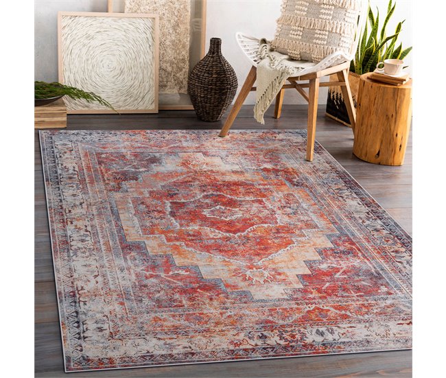 Alfombra lavable ANDRE 1684 Marco vintage 160x220 Rojo