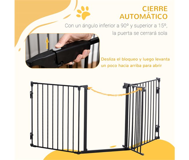 Barrera de Seguridad Metal y Plástico PawHut Negro
