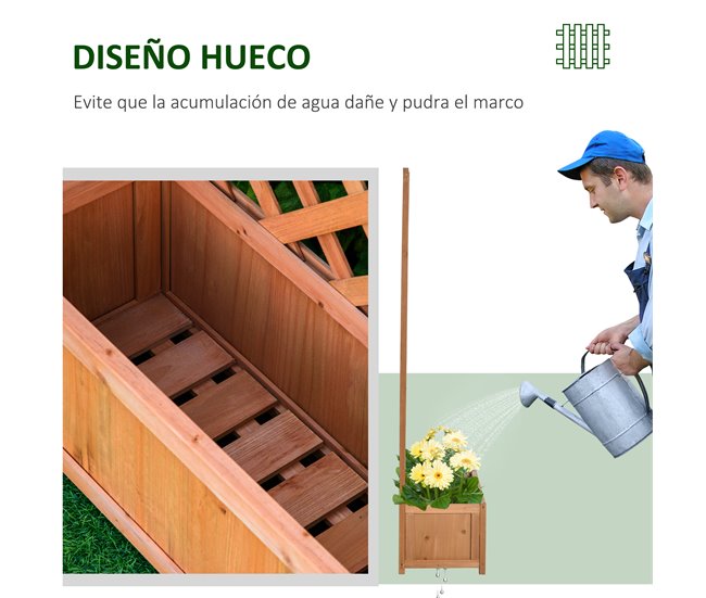 Jardinera con Enrejado Madera de Abeto Outsunny Marron