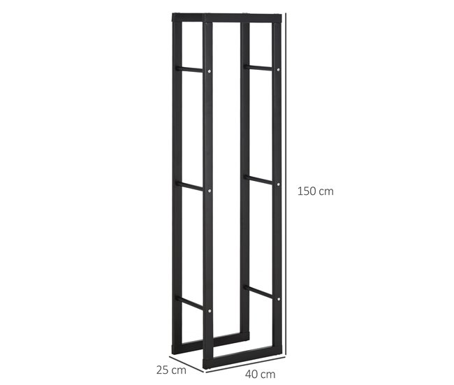 Soporte para Leña Metal HOMCOM, hogar - climatización Negro