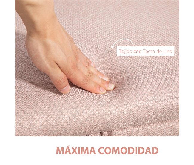 Banco de Almacenaje Poliéster, Espuma HOMCOM Rosa