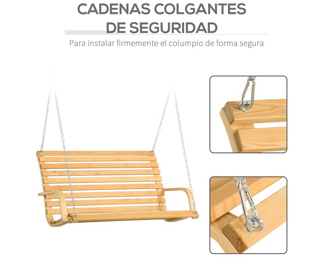 Banco Columpio Madera de Alerce Outsunny Marron