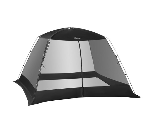 Carpa con Mosquiteras Poliéster, Textilene, Fibra Outsunny 300x300 Negro