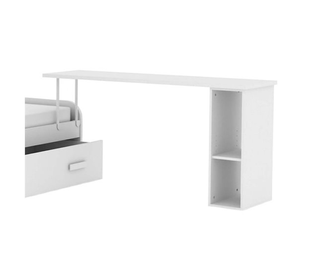Escritorio soporte cama + estantería Blanco