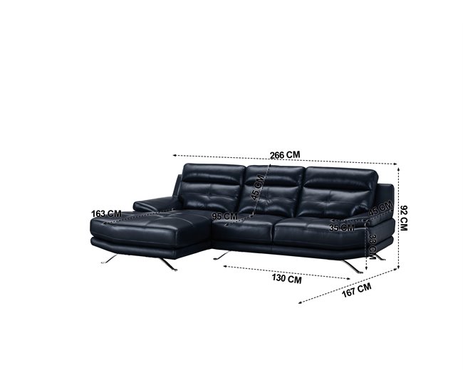 Chaise longue de piel HAWAI Azul Marino
