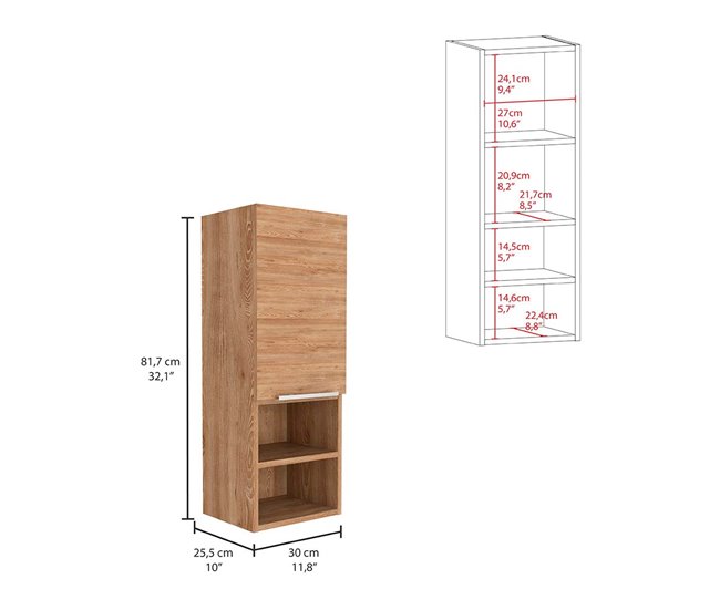 Armario de Pared baño Mila, con estantes Beige