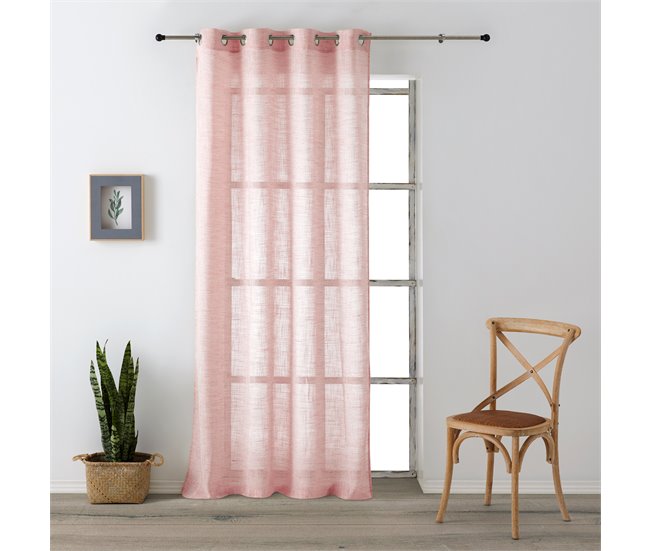 Vipalia Pack 2 Unidades Cortinas confeccionadas visillo semitransparentes anillas metal 