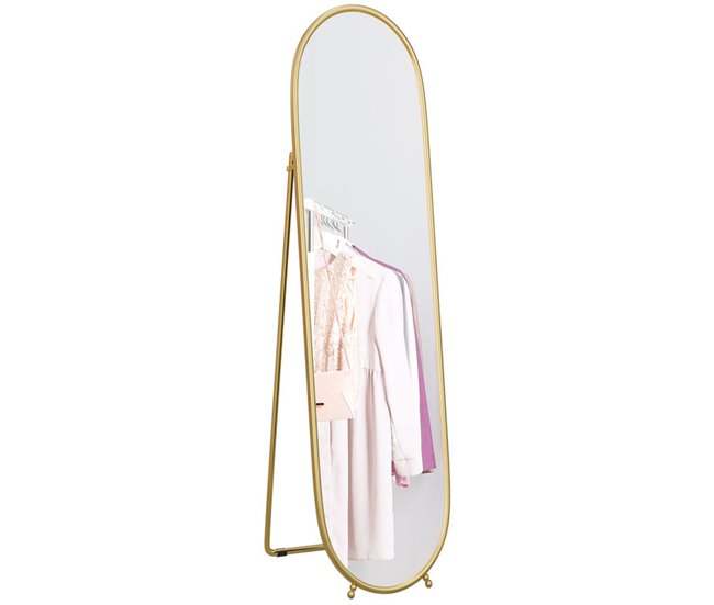 Espejo de Pie Metal, Vidrio HOMCOM, hogar - decoración Dorado